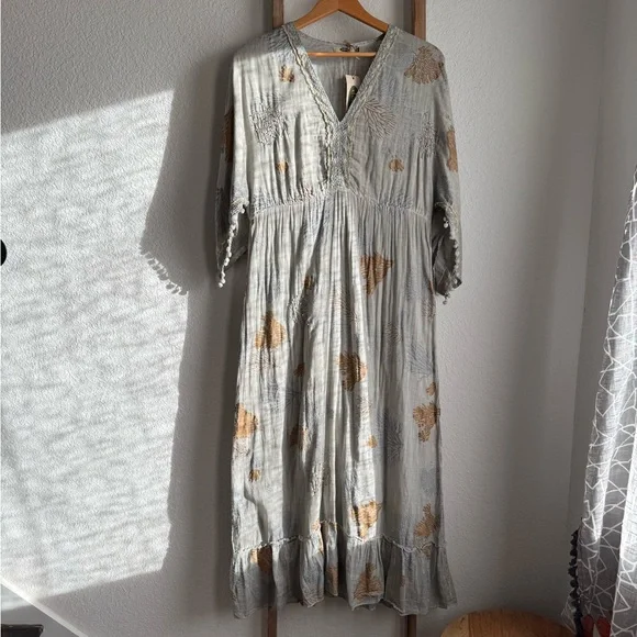 Dolma Delaware Grey Coral Reef Maxi Dress NWT Sz: Large - Picture 2 of 14